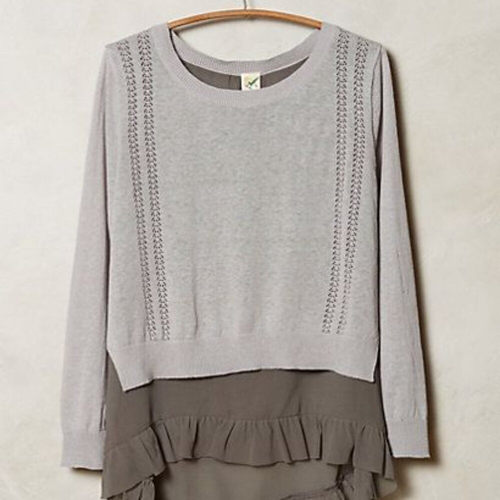 NWT Anthropologie Gray Two-Layer Sweater S